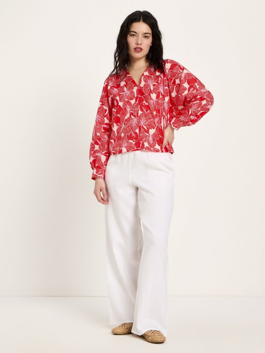 Bluse mit Blumenmuster und Volumenärmeln
