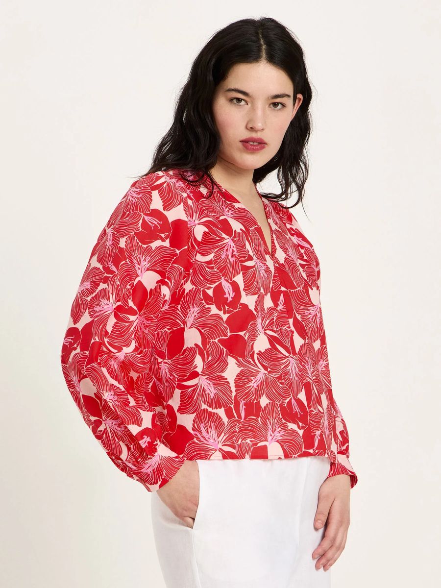 Bluse mit Blumenmuster und Volumenärmeln