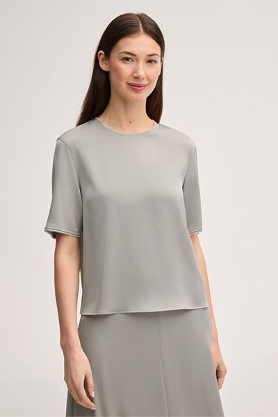 Elegante Kurzarm-Bluse aus Crêpe