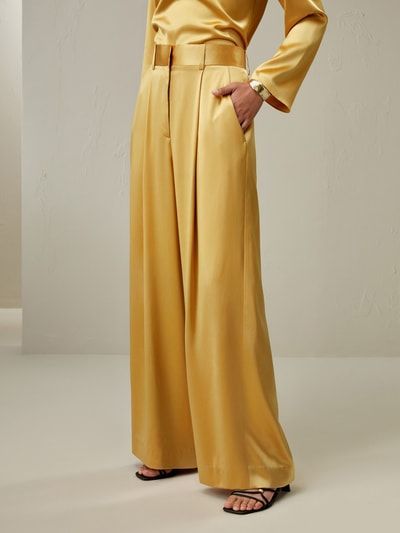 Elegante Seiden-Palazzohose mit hoher Taille