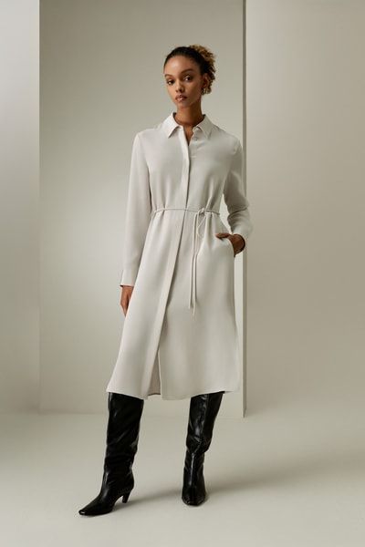 Seiden-Hemdblusenkleid mit Kordelgürtel