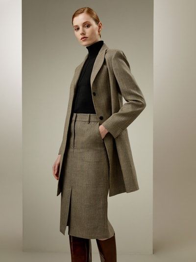 Glencheck-Blazer aus Seidenwollmischung