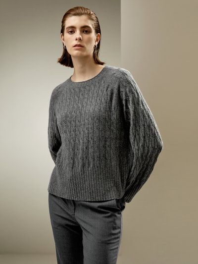 Oversize-Zopfstrickpullover aus Baby-Kaschmir