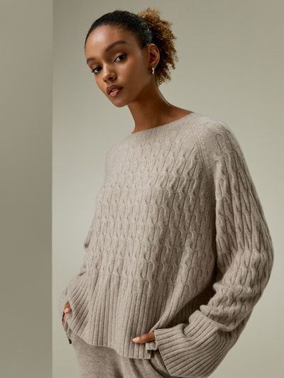 Luxuriöser Oversize-Zopfmuster-Kaschmir
