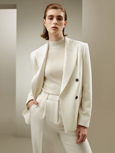 Zweireihiger Woll-Seiden-Blazer