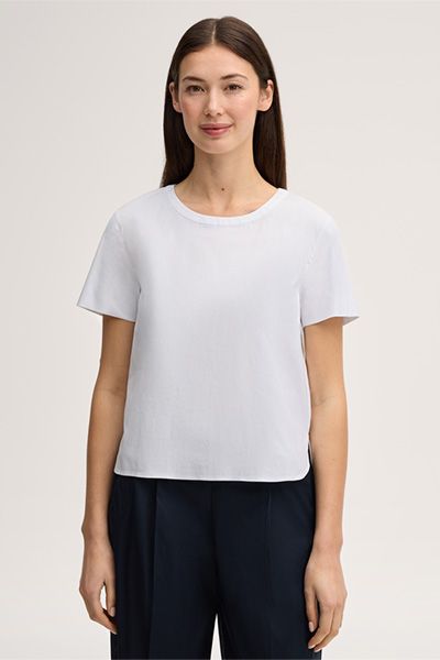 Minimalistische Kurzarm-Bluse aus Baumwollstretch