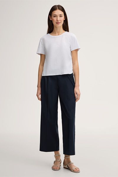 Minimalistische Kurzarm-Bluse aus Baumwollstretch