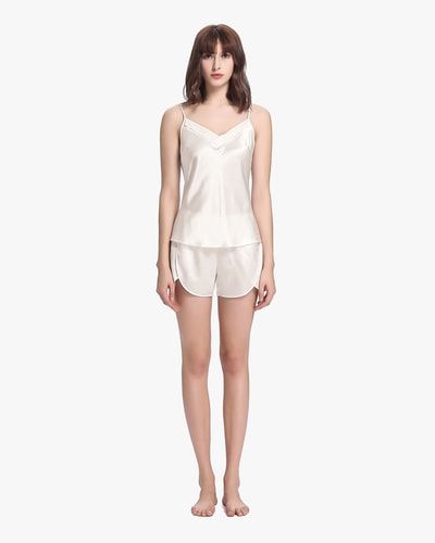 Minimalistisches Seiden-Camisole-Pyjama-Set