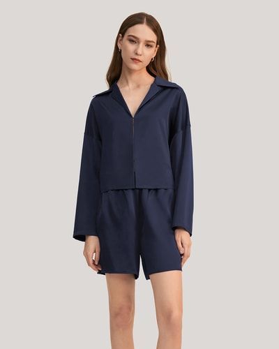 Minimalistisches Seiden-Pyjama-Set mit Pullover