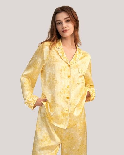 Elegantes Seiden-Pyjama-Set mit Blumenmuster