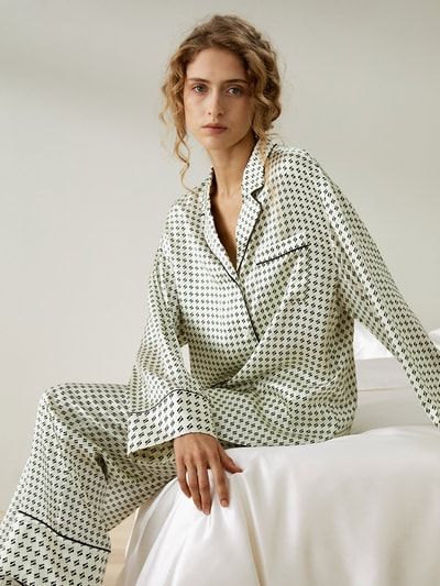Pyjama-Set mit geometrischem Rautenmuster