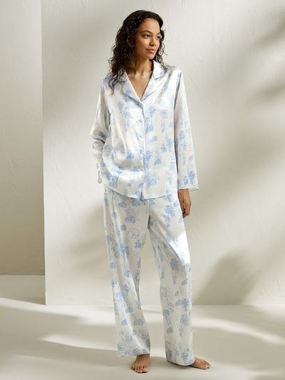 Seidenpyjama-Set mit floralem Print