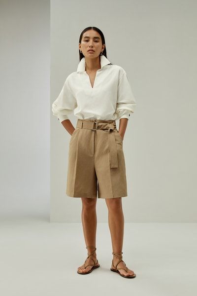 Bermudashorts aus Seiden-Leinen-Mischgewebe
