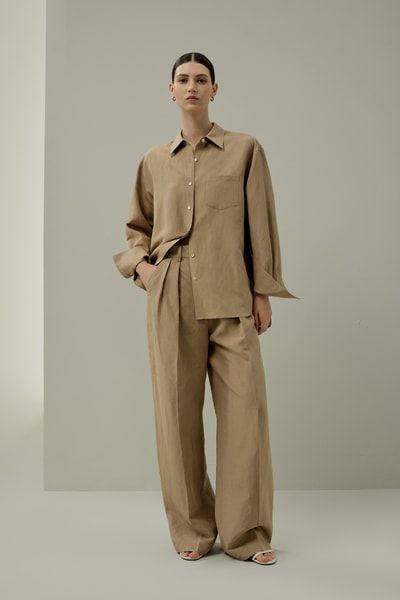 Oversized-Hemd aus Seiden-Leinen-Mix
