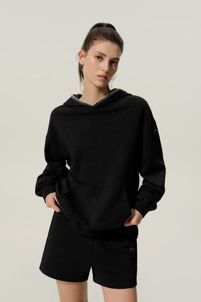 Übergroßer Kapuzenpullover aus Seidenfrottee