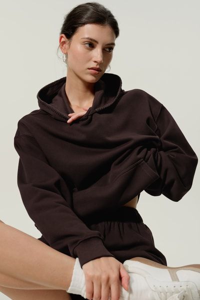 Übergroßer Kapuzenpullover aus Seidenmix