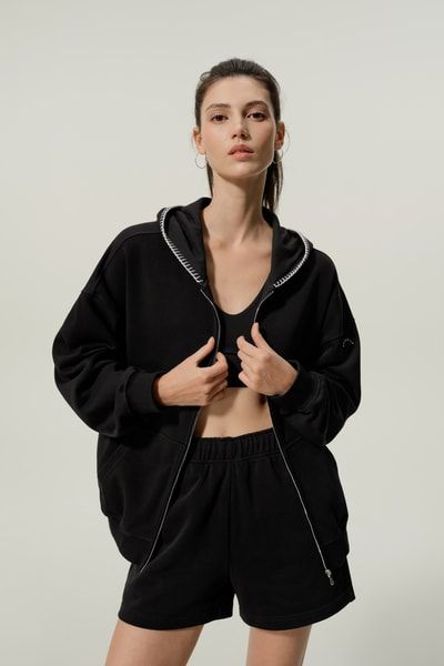 Übergroßer Tech-Hoodie mit Reißverschluss