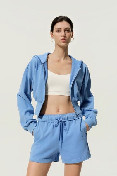 Minimalistischer kurzer Seidenfrottee-Zip