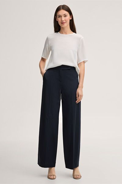 Hochtaillierte Marlene-Hose mit weitem Bein