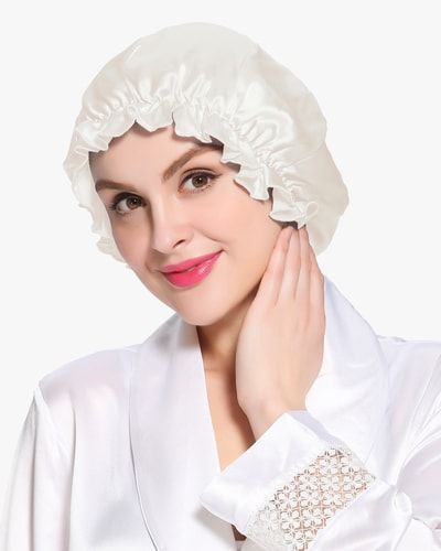 Elegante Seiden-Nachthaube mit Rüschen