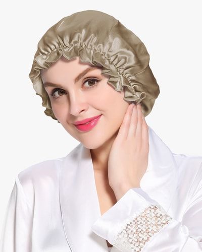Elegante Seiden-Schlafhaube mit Rüschen