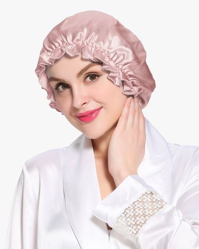 Elegante Seiden-Schlafmütze mit Rüschen