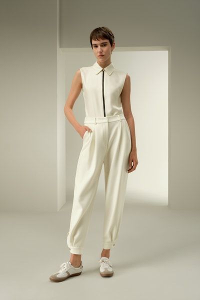Elegante Seide-Wolle-Jogginghose mit Falten