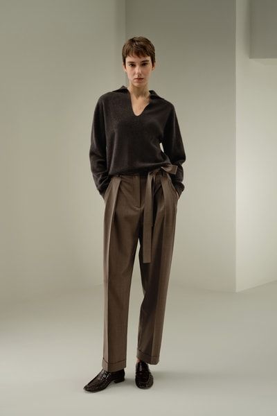 Bundfaltenhose aus Seide und Wolle