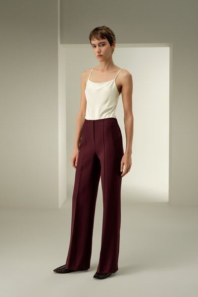 Elegante Schlaghose aus Seiden-Woll-Twill