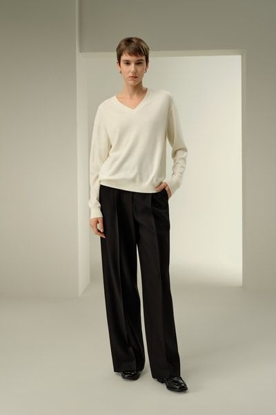 Seiden-Woll-Hose mit hohem Bund