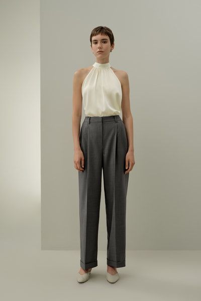 Elegante Woll-Seiden-Hose mit geradem Bein
