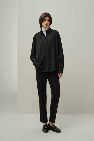Oversized-Hemd aus Seiden-Woll-Mix
