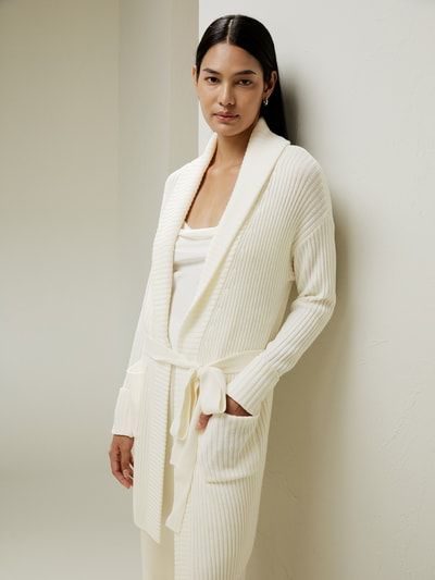 Merinowoll-Strickjacke mit Schalkragen