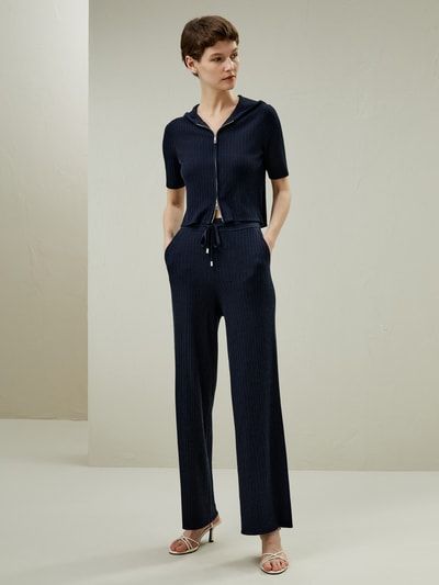Zip-Kapuzenpullover aus Rippstrick-Wollmischung