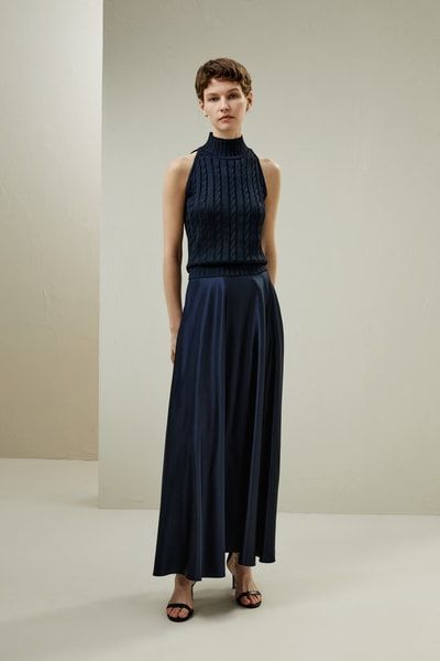 Neckholder-Top mit Zopfmuster
