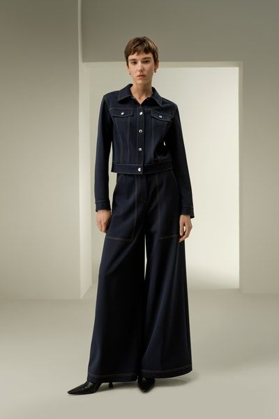 Weite denim-inspirierte Hose aus Merinowolle