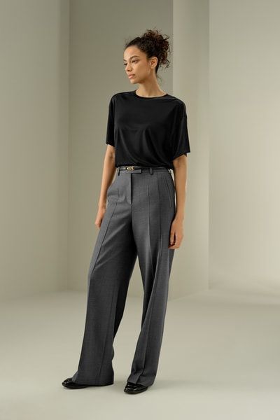 Woll-Seiden-Hose mit geradem Bein
