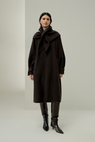 Oversize Balmacaan-Mantel aus Seiden-Woll-Mix