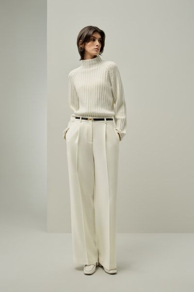 Pointelle Mock-Neck-Pullover aus Kaschmir
