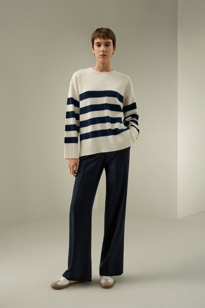 Gestreifter Oversized-Pullover aus Wolle-Kaschmir