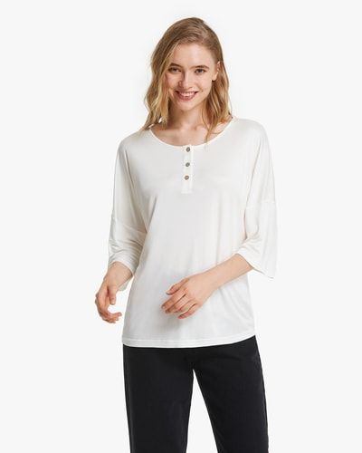 Halbarm Seidenstrick Henley-Top
