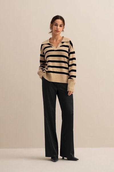 Gestreifter Polopullover aus Wolle