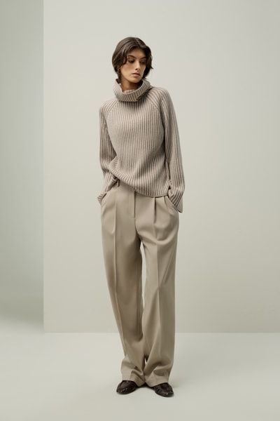 Gerippter Rollkragenpullover aus Woll-Kaschmir