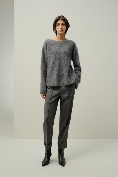 Oversize-Kaschmirpullover mit U-Boot-Ausschnitt