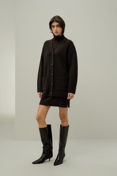 Oversize-Cardigan mit Rippenmuster