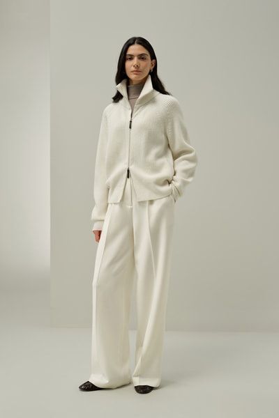 Merino-Kaschmir-Strickjacke mit Rippenmuster