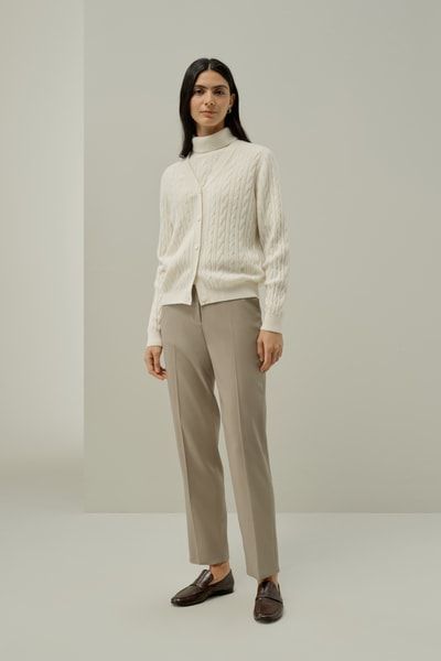 Eleganter Zopfmuster-Cardigan aus Kaschmir