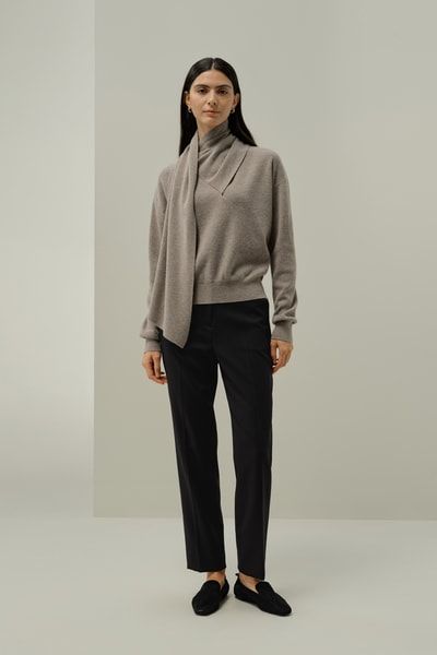 Woll-Kaschmir-Pullover mit Schalkragen
