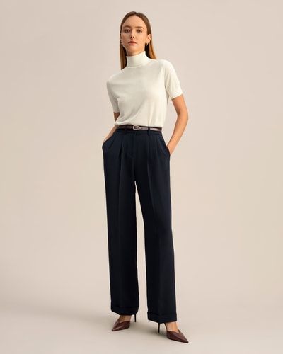 Eleganter Seide-Kaschmir-Rollkragenpullover
