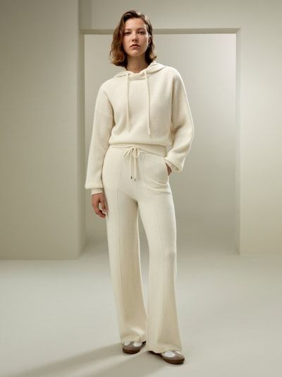Elegante Kaschmir-Jogginghose mit weitem Bein